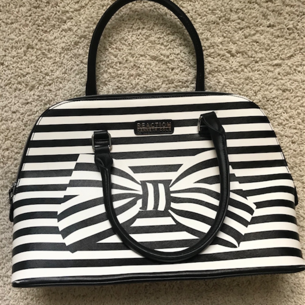 REACTION by Kenneth Cole Black and White Bow Tote